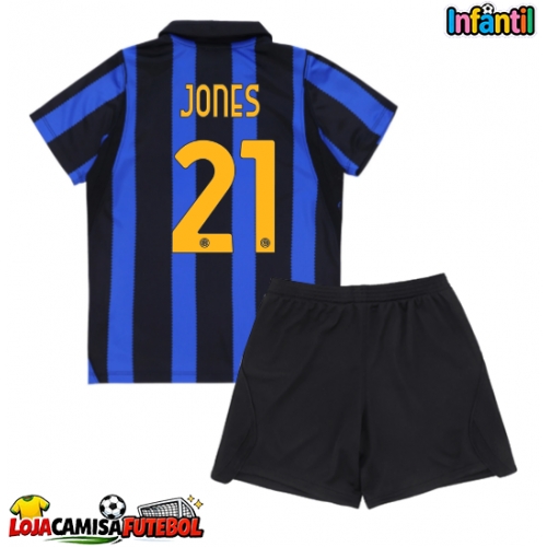Camisa de Futebol Inter Milan Curtis Jones #21 Equipamento Principal Infantil 2026-27 Manga Curta (+ Calças curtas)